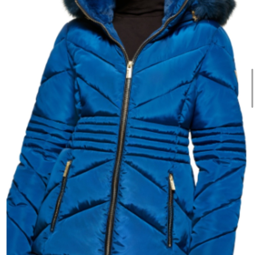 Faux Fur Trim Water Resistant Resistant Hooded Puffer Coat